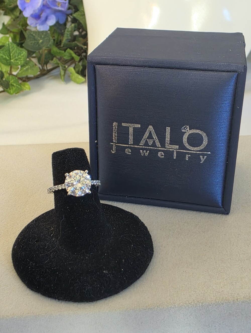 Italo Jewelry 925 Sterling Silver Round Cut Solitaire Ring Hidden Halo Size 5